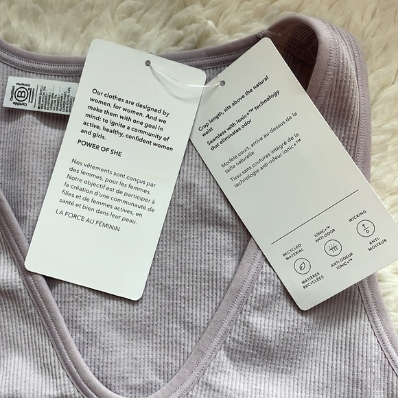 NWT Athleta Aurora Crop Rib Tank, S, Lilac - Picture 4 of 5